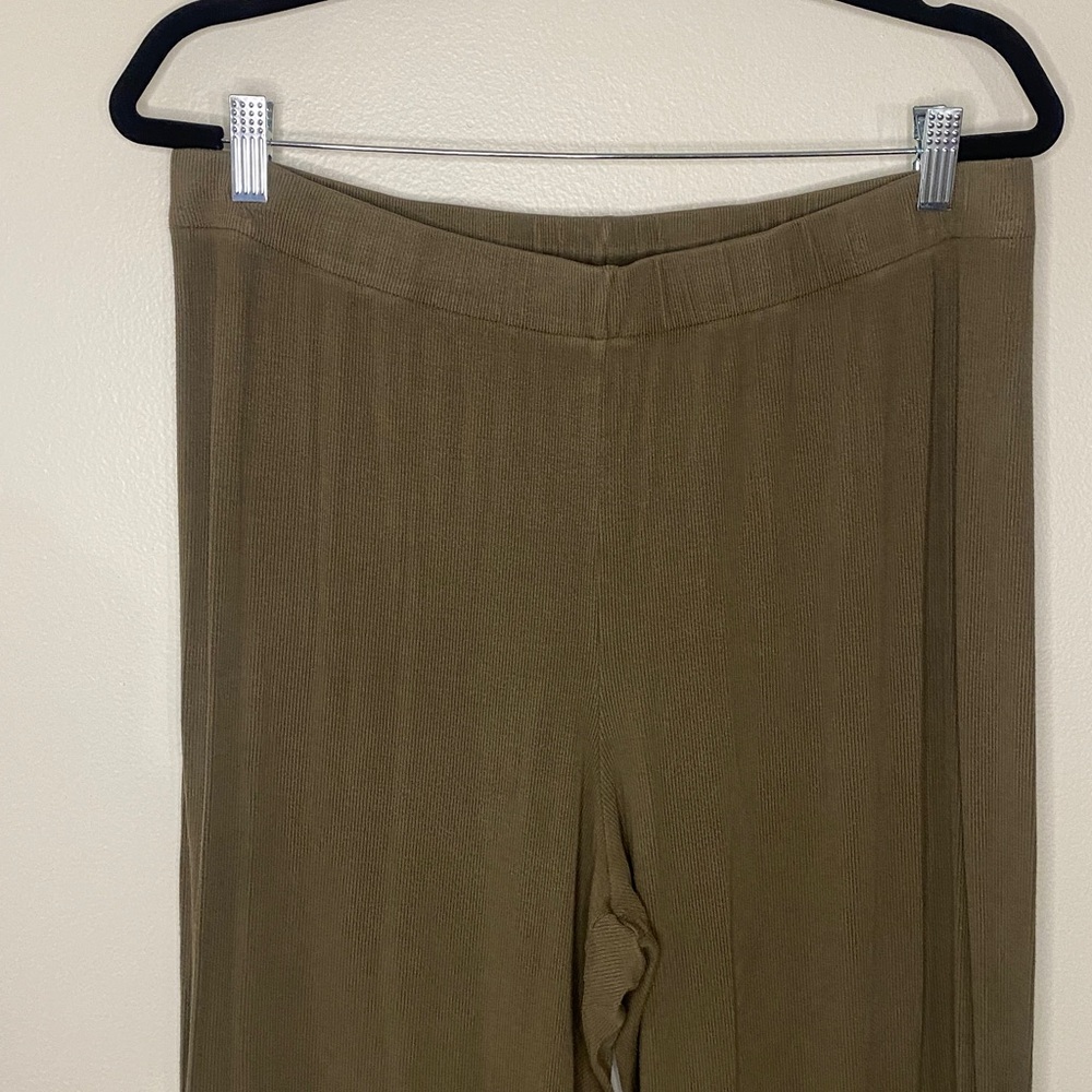 Skims Women's Olive Green Stretch Pull-On Ribbed Loungewear Pants XL - Picture 2 of 7
